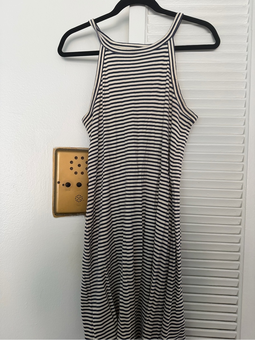 Madewell Striped Sleeveless Mini District Dress in Navy and White